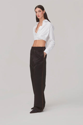 Rose Wrap Top In White Cotton