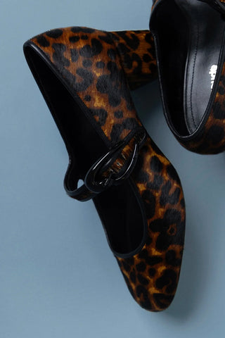 Verona Block Pump In Leopard Print Leather Pump Larroudé