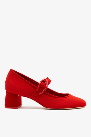 Verona Block Pump In Scarlet Suede