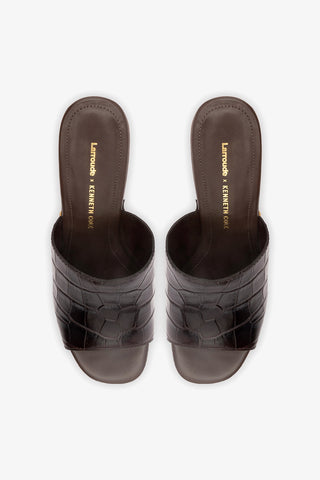 Larroudé x Kenneth Cole: Mule Dark Oak Croco Leather Mule Larroudé x Kenneth Cole