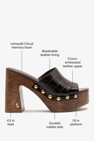 Larroudé x Kenneth Cole: Mule Dark Oak Croco Leather Mule Larroudé x Kenneth Cole