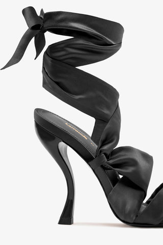 Larroudé x Nicolò B.: Dani Sandal Black Satin Sandal Larroudé x Nicolò Beretta