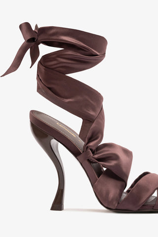 Larroudé x Nicolò B.: Dani Sandal Mahogany Satin Sandal Larroudé x Nicolò Beretta