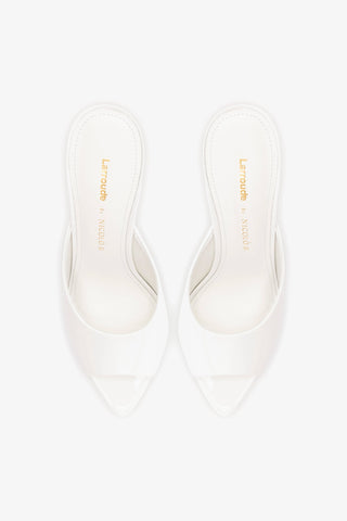 Larroudé x Nicolò B.: Malibu Mule White Patent Leather Mule Larroudé x Nicolò Beretta