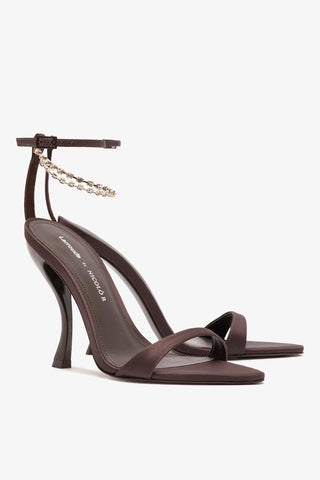 Larroudé x Nicolò B.: Nana Sandal Mahogany Satin Sandal Larroudé x Nicolò Beretta