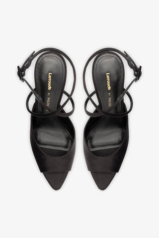 Larroudé x Nicolò B.: Lola Sandal Black Satin Sandal Larroudé x Nicolò Beretta