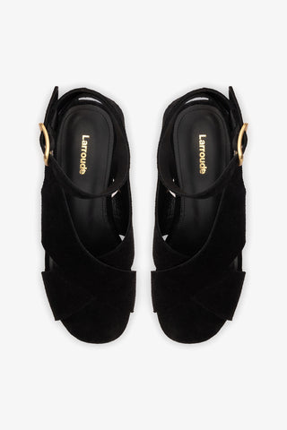 Miranda Flatform Sandal In Black Suede