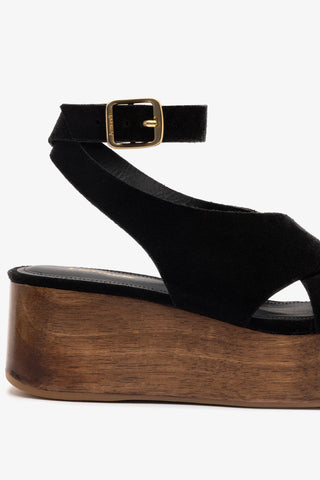 Miranda Flatform Sandal In Black Suede