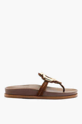 Margherita Sport Sandal Burnt Umber Suede Flat - Sandal Larroudé