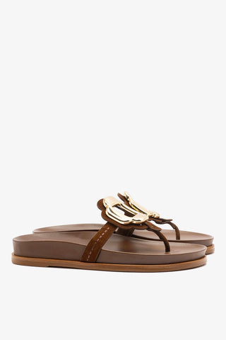 Margherita Sport Sandal Burnt Umber Suede Flat - Sandal Larroudé