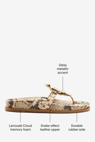 Margherita Sport Sandal Snake Leather Flat - Sandal Larroudé
