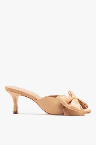 Elle Peep Toe Mule Macaroon Silk Mule Larroudé