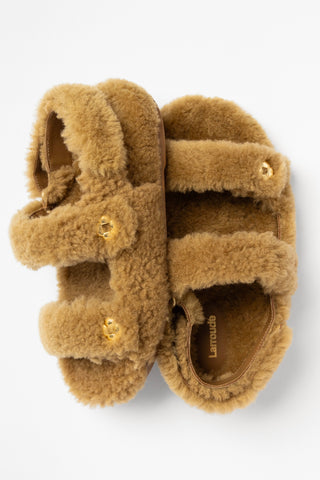 Jetty Fuzzy Sandal Latte Shearling