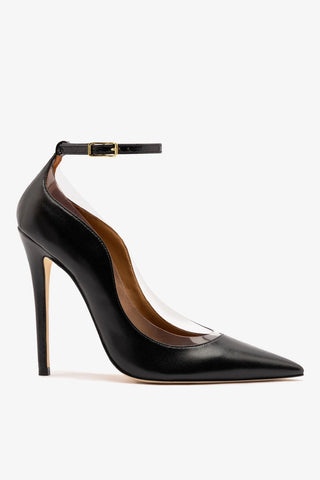 Larroudé by Sergio Hudson: Tahleya Pump Black Leather Sandal Larroude x Sergio Hudson