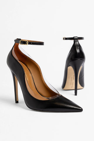 Larroudé by Sergio Hudson: Tahleya Pump Black Leather Sandal Larroude x Sergio Hudson