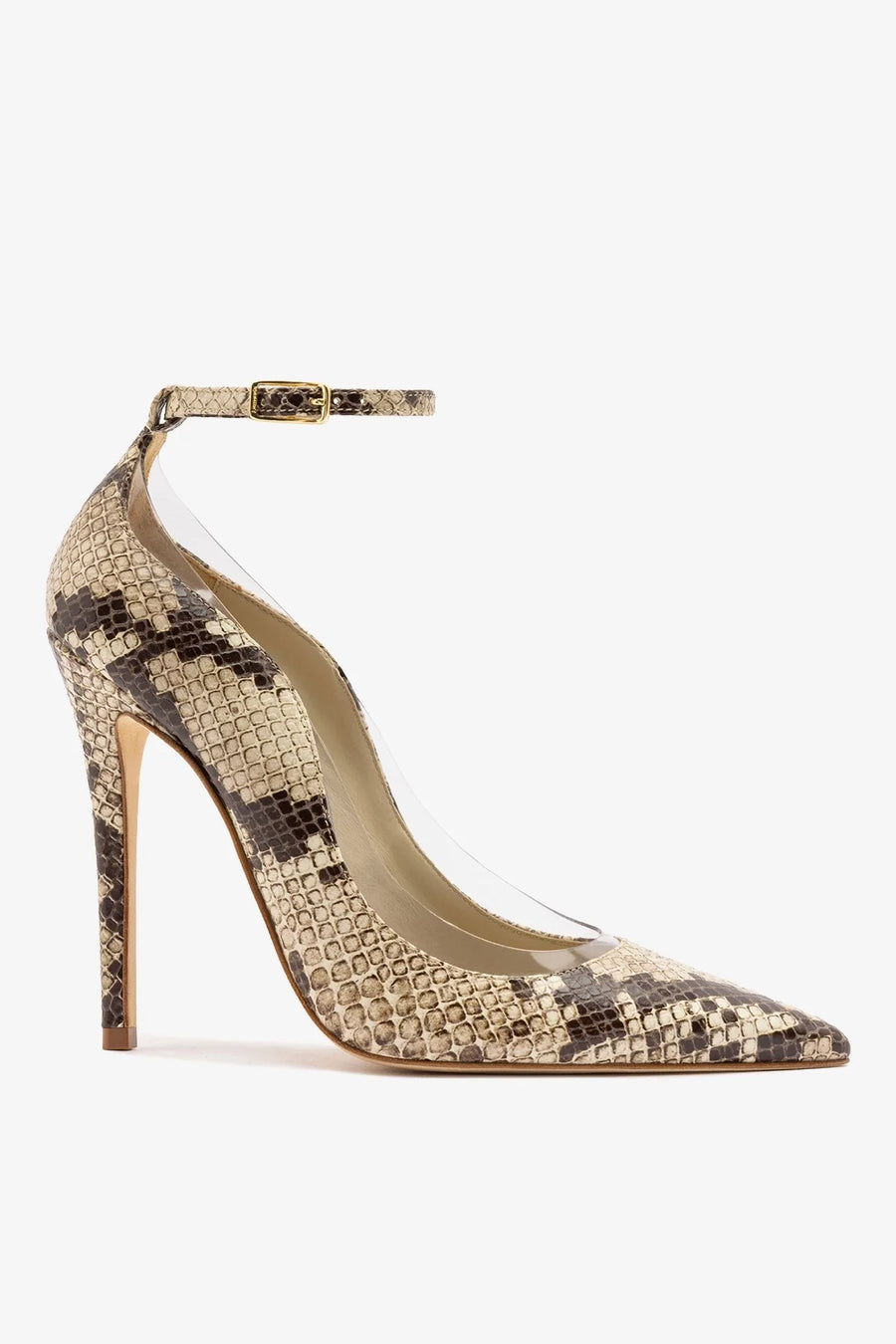 Larroudé by Sergio Hudson: Tahleya Pump Beige Snake Leather Sandal Larroudé x Sergio Hudson