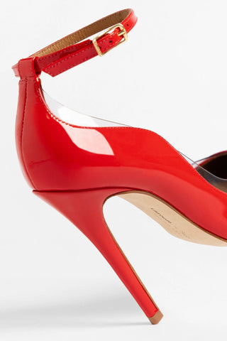 Larroudé by Sergio Hudson: Tahleya Pump Scarlet Patent Leather Sandal Larroude x Sergio Hudson