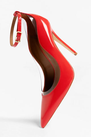Larroudé by Sergio Hudson: Tahleya Pump Scarlet Patent Leather Sandal Larroude x Sergio Hudson