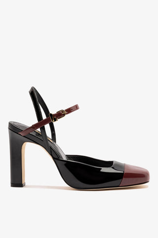 Sabine Pump Black and Burgundy Patent Leather Pumps Larroudé