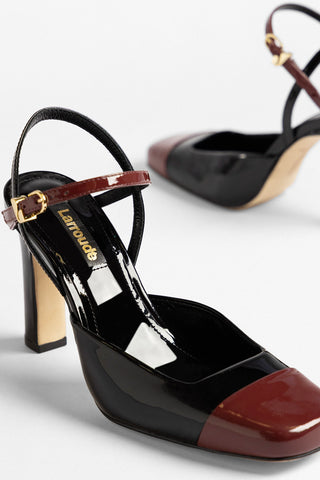 Sabine Pump Black and Burgundy Patent Leather Pumps Larroudé