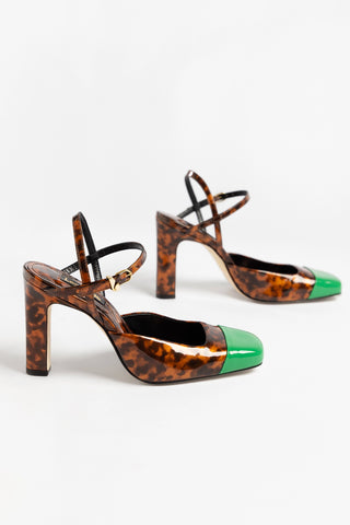 Sabine Pump Tortoise and Evergreen Patent Leather
