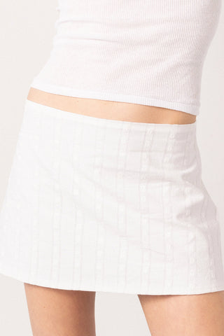Ava Mini Skirt White Circles Cotton Skirt Sheridan Cox by Larroudé