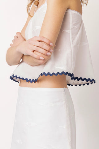 Ava Mini Skirt White Floral Cotton Skirt Sheridan Cox by Larroudé