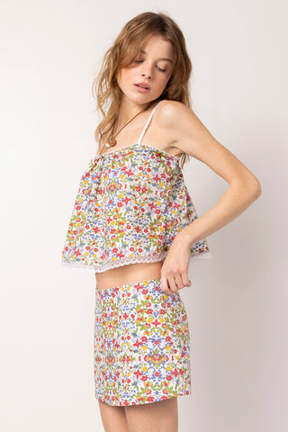 Ava Mini Skirt White Sardines Cotton Skirt Sheridan Cox by Larroudé