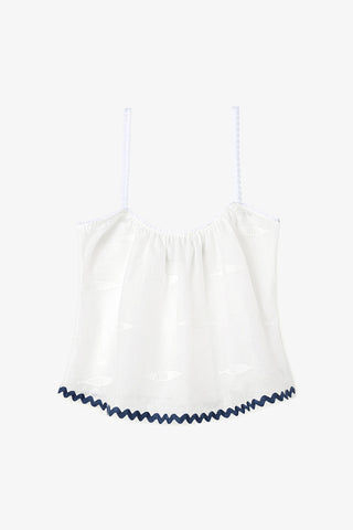 The Perfect Tank Top White Floral Cotton Top Sheridan Cox by Larroudé