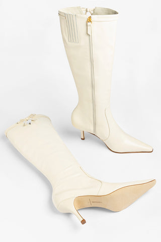 Hailey Boot Ivory Leather Boot Larroudé
