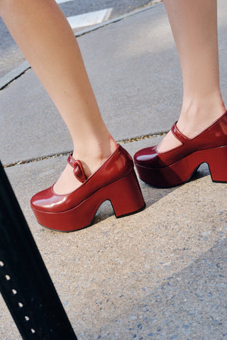 Verona Flatform In Burgundy Box Leather