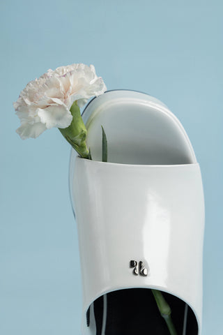 Charli Box Mule In White Leather Sandal Larroudé