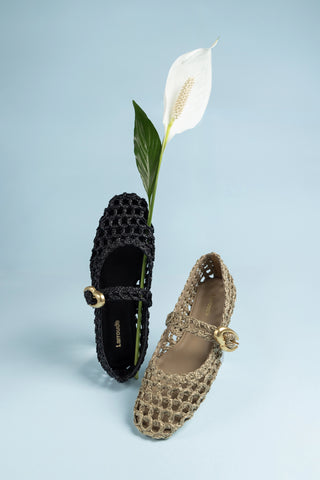 Verona Macrame In Black Embroidered Raffia
