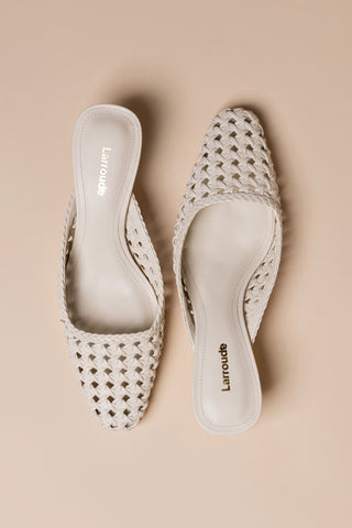 Amal Macrame Mule In Ivory Leather