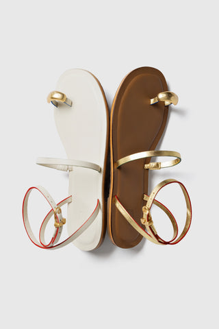 Biarritz Flat Sandal In Gold Metallic Leather