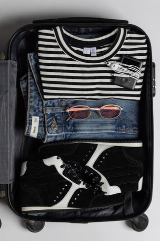 Stella Mid Sneaker In Black Suede and White Leather