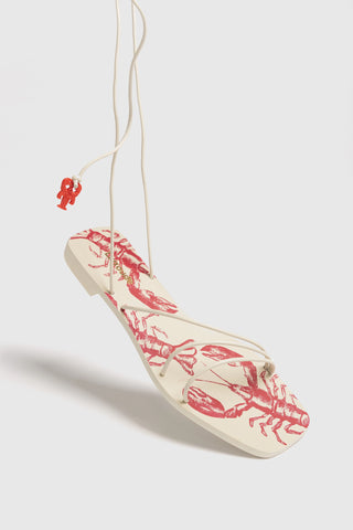 Nadia Flat Sandal In Ivory Leather