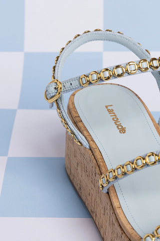 Gio Milanina Flatform In Maya Denim and Natural Cork