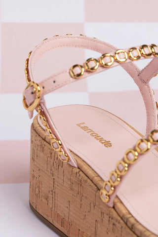 Gio Milanina Flatform In Tulip Patent Leather and Natural Cork