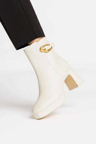 Dolly Verona Low Boot In Ivory Leather