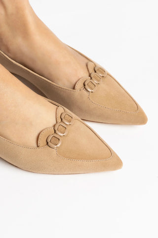 Audrey Flat In Hazelnut Suede Ballet Larroudé