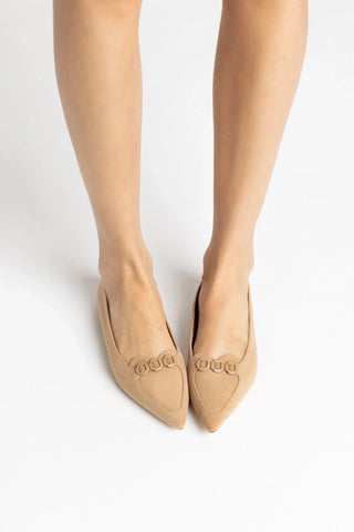 Audrey Flat In Hazelnut Suede Ballet Larroudé