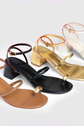 Biarritz Block In Gold Metallic Leather