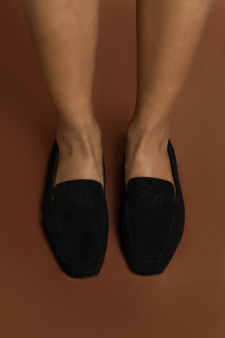 Penny Loafer Black Suede Loafer Larroudé