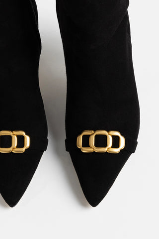 Mini Kate Boot In Black Suede and Daisy Accent