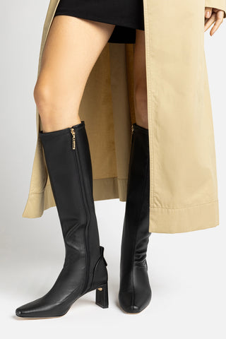 Alexis Hi Boot In Black Stretch Leather