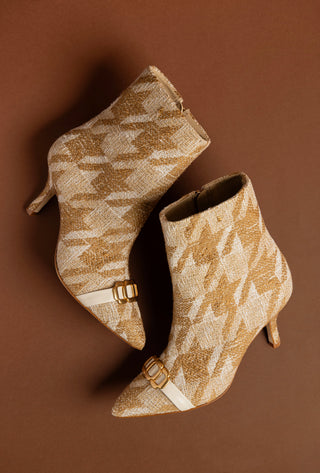 Mini Kate Boot In Latte Houndstooth Fabric