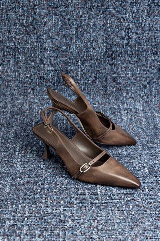 Ines Pump In Brown Shadow Leather