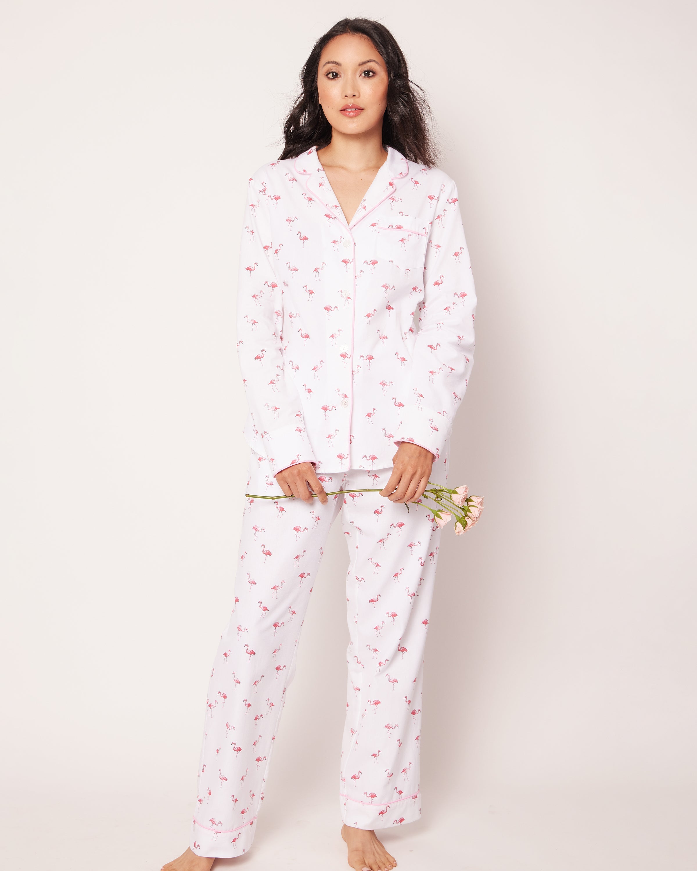 Women's Twill Pajama Set in Flamingos