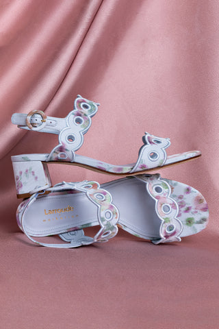 Larroudé x Markarian Florence Broderie In Apple Blue Floral Ikat